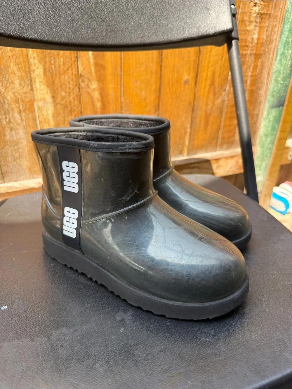 UGG Kids Black Glossy Rain & Snow Boots